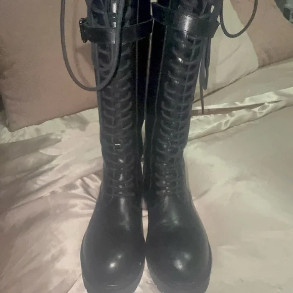 Ann Demeulemeester Danny Black Leather Lace-Up Combat Boots-37 - Picture 2 of 13